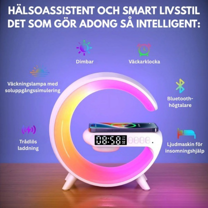 SoundGlow Laddare™| Soluppgångsvakningslampa, Bluetooth-högtalare, trådlös laddare, stämningsbelysning!