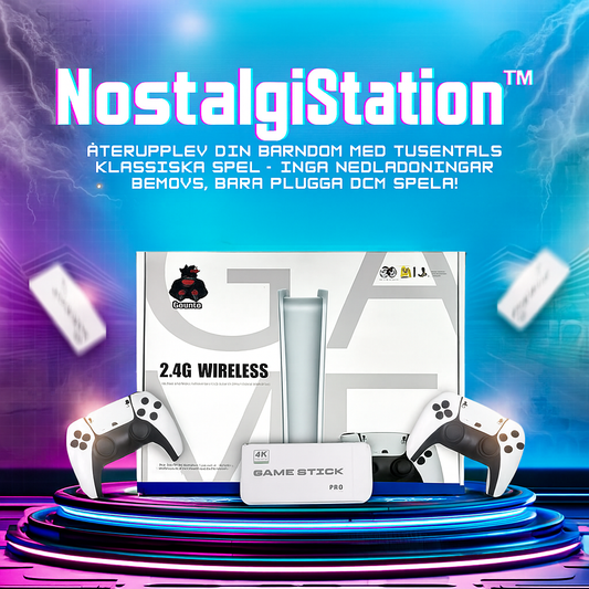 NostalgiStation™ Retro Dock V2 | Återupplev din barndom med tusentals klassiska spel - inga nedladdningar behövs, bara plugga och spela!